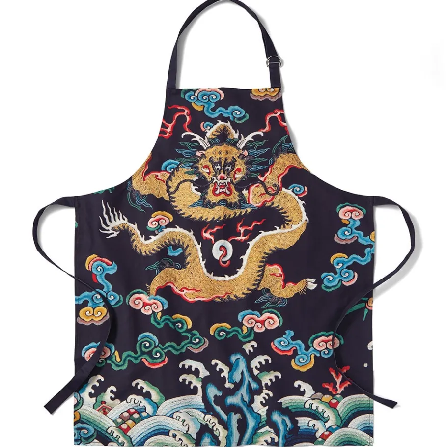The Met Store Chinese Dragon Rank Badge Apron and Tea Towel Set* Tableware