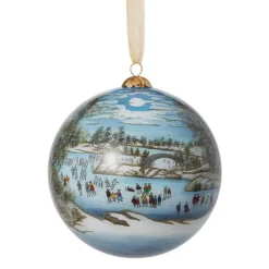 The Met Store Currier & Ives Central Park in Winter Hand-Painted Glass Ornament* Ornaments