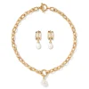 The Met Store Cypriot Twist Pearl Chain Pendant Necklace and Triple-Hoop Earrings Set* Jewelry Sets