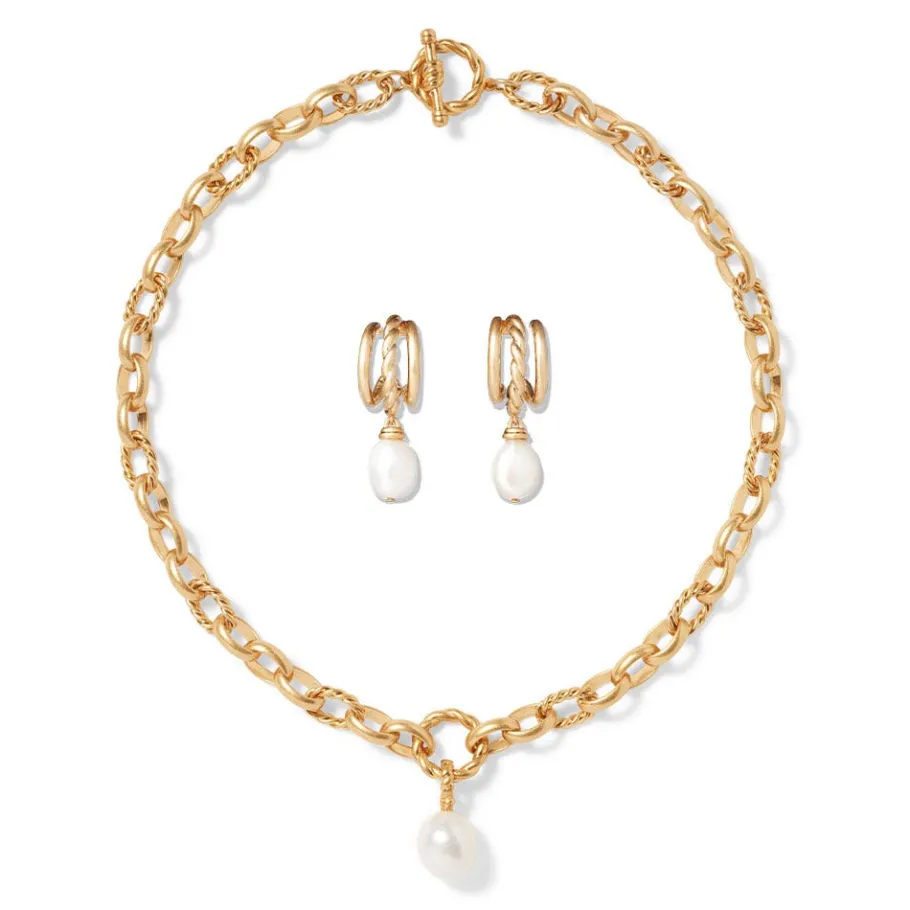 The Met Store Cypriot Twist Pearl Chain Pendant Necklace and Triple-Hoop Earrings Set* Jewelry Sets