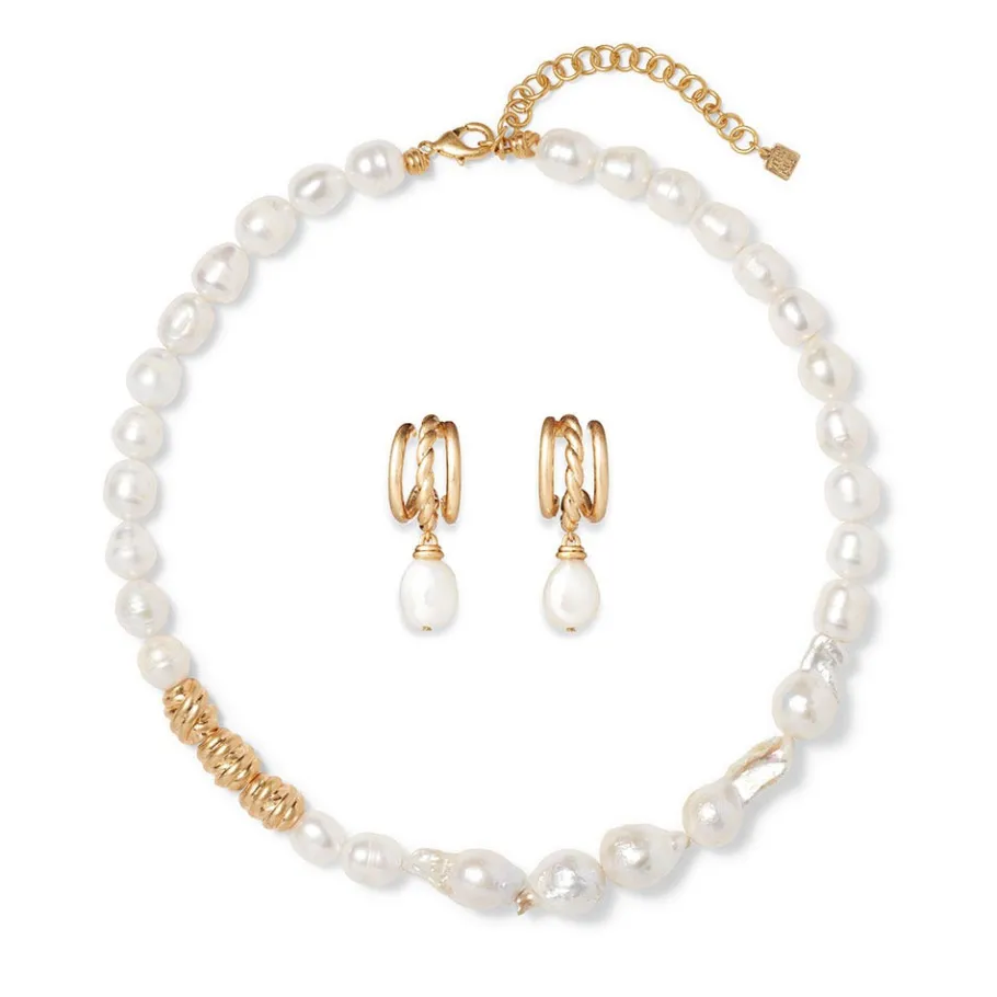 The Met Store Cypriot Twist Pearl Necklace and Triple-Hoop Earrings Set* Jewelry Sets
