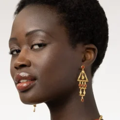 The Met Store Egyptian Nefer Amulet Red Jasper Chandelier Earrings* Earrings