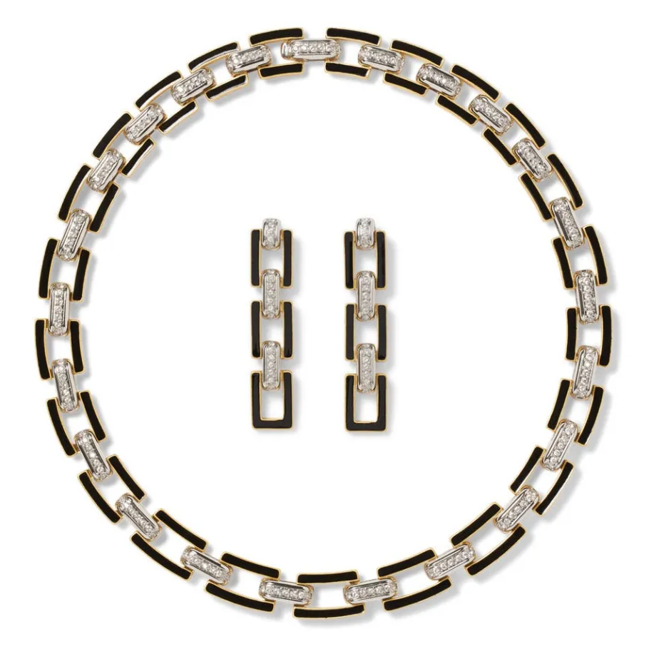 The Met Store European Buckle Enamel Collar Necklace and Drop Earrings Set* Jewelry Sets