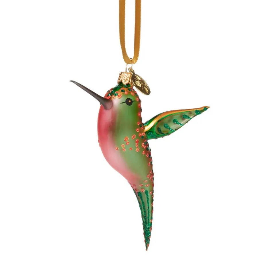 The Met Store Green and Pink Hummingbird Glass Ornament* Ornaments