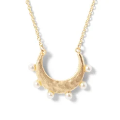 The Met Store Hammered Crescent Pearl Pendant Necklace* Necklaces