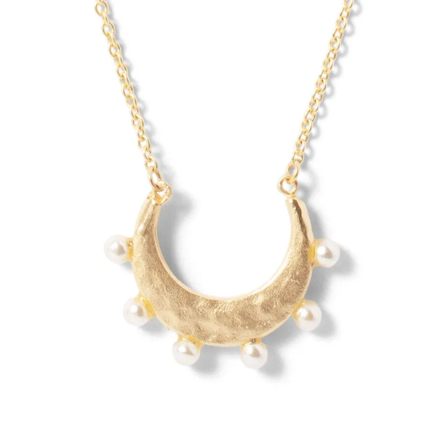 The Met Store Hammered Crescent Pearl Pendant Necklace* Necklaces