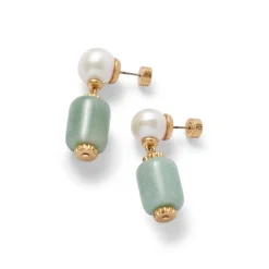 The Met Store Karavas Gems Aventurine and Pearl Drop Earrings* Earrings