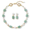 The Met Store Karavas Gems Large-Bead Aventurine and Pearl Necklace and Drop Earrings Set* Jewelry Sets