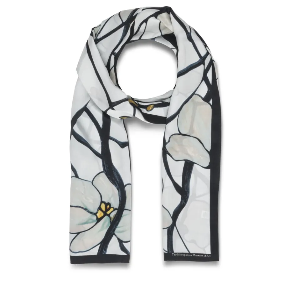 The Met Store Louis C. Tiffany White Magnolia Oblong Silk Scarf* Scarves & Wraps