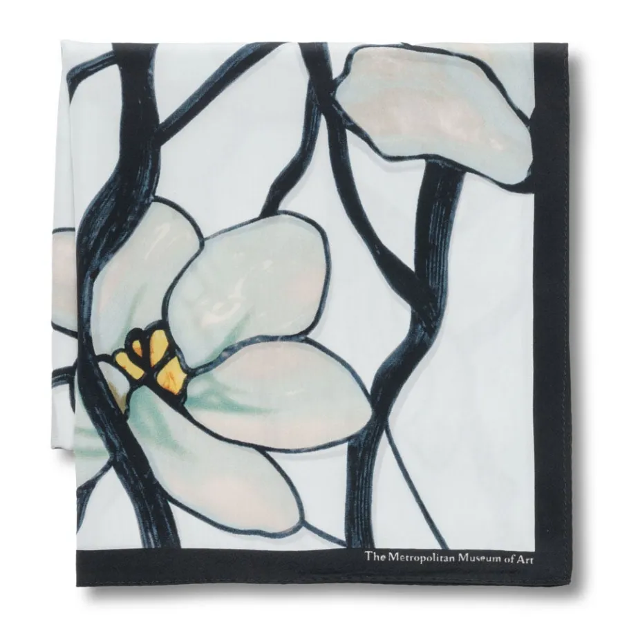 The Met Store Louis C. Tiffany White Magnolia Oblong Silk Scarf* Scarves & Wraps