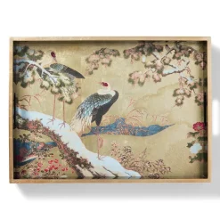 The Met Store Momoyama Cranes and Flowers Lacquer Tray* Tableware|Decorative Accents