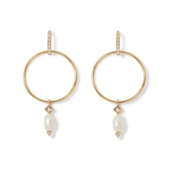 The Met Store Royal Tudor Forward-Facing Hoop Earrings with Pearl Drops* Earrings