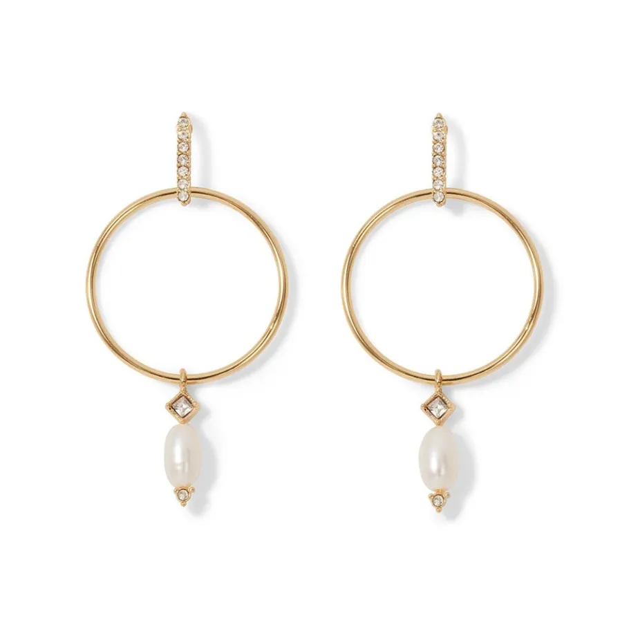 The Met Store Royal Tudor Forward-Facing Hoop Earrings with Pearl Drops* Earrings