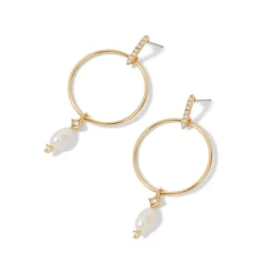 The Met Store Royal Tudor Forward-Facing Hoop Earrings with Pearl Drops* Earrings