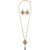 The Met Store Turkish Amethyst Long Pendant Necklace and Statement Earrings Set* Jewelry Sets