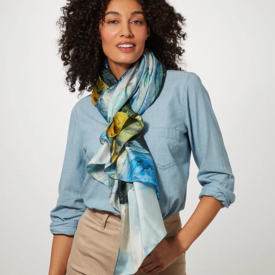 The Met Store Van Gogh Wheat Field with Cypresses Oversize Oblong Silk Scarf* Scarves & Wraps