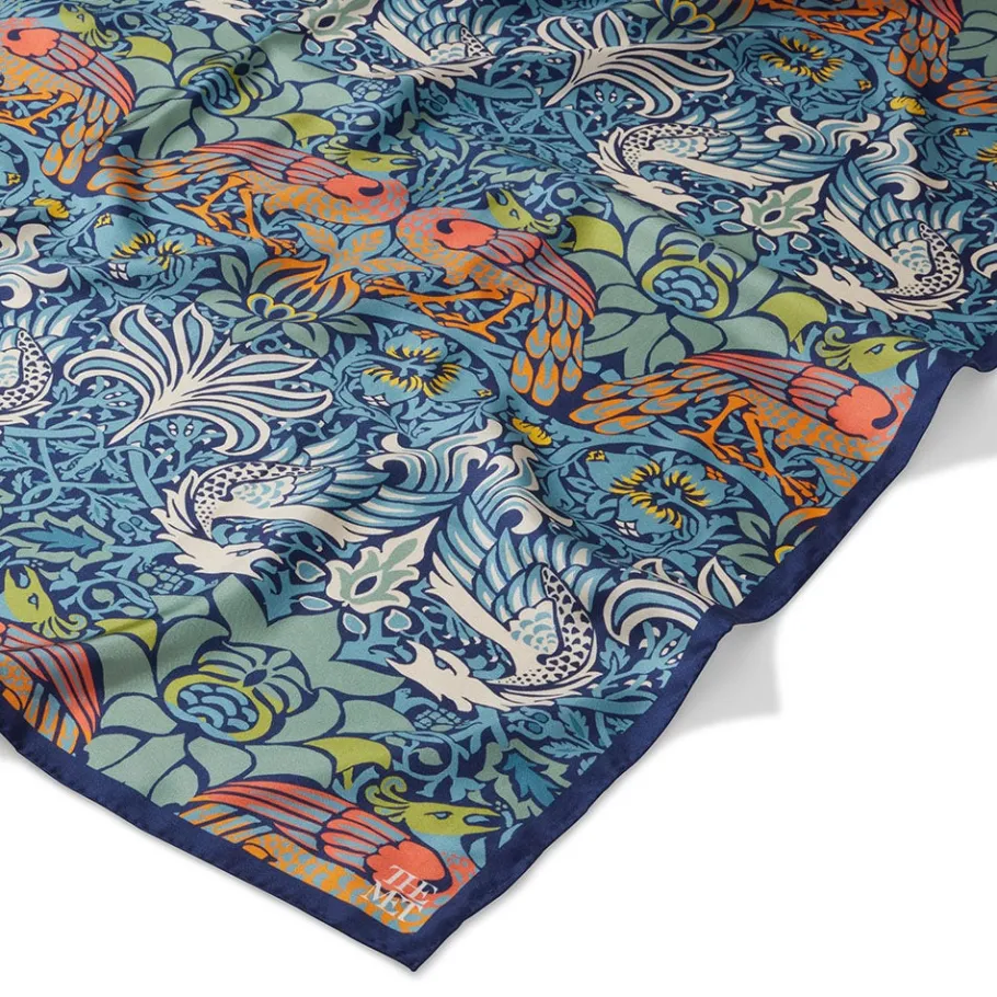 The Met Store William Morris Peacock and Dragon Square Silk Scarf* Scarves & Wraps